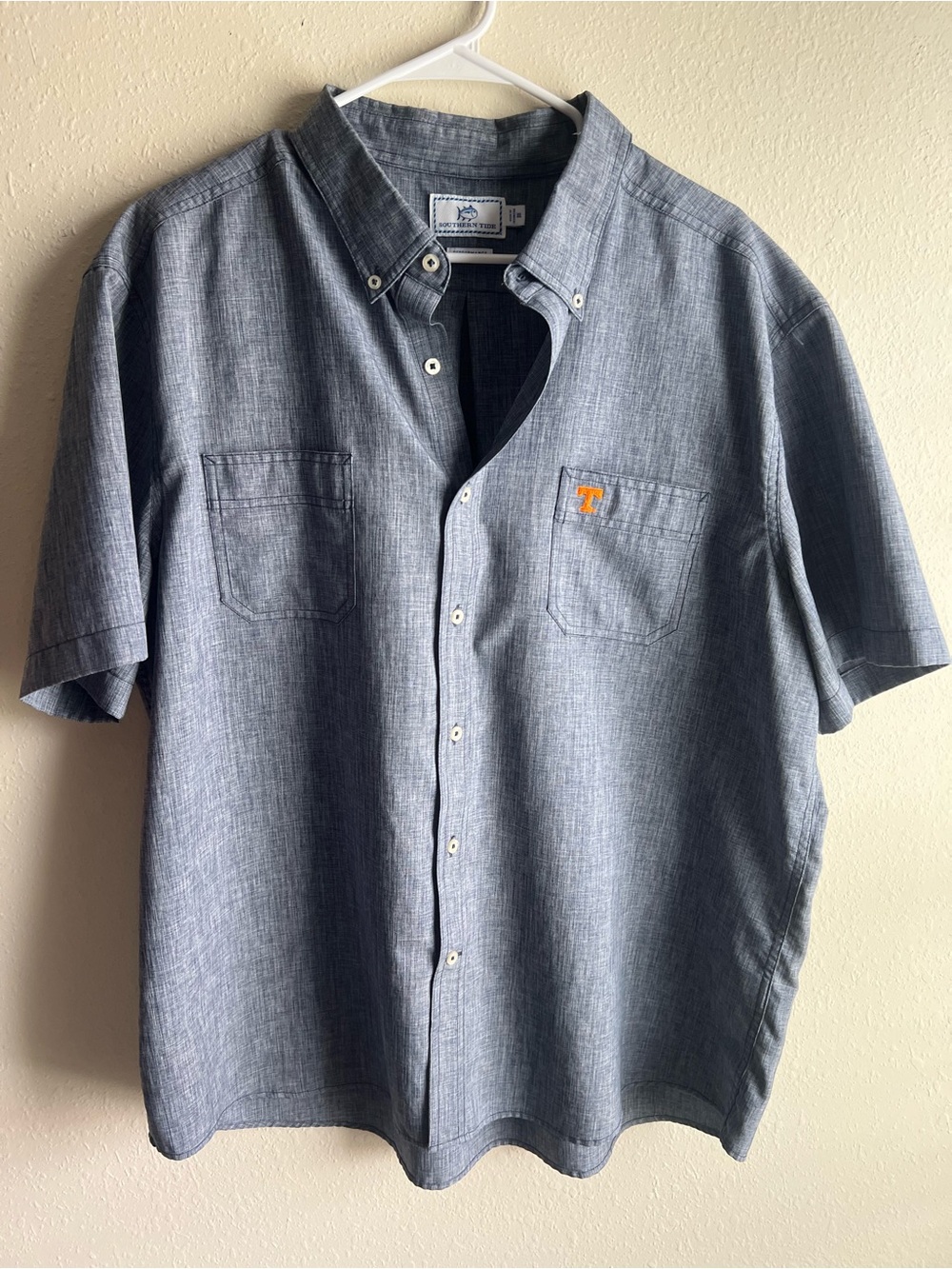Southern Tide Short-Sleeve Chambray Button-Down Shirt - Blue